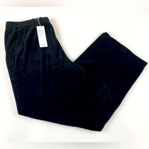 Eileen Fisher Velour Pants Womens XL Black Wide Leg Pull On Organic Comfort
